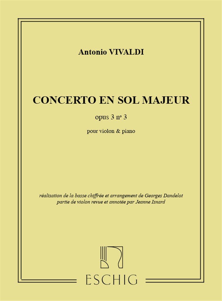 Concerto en Sol Majeur Opus 3, N 3